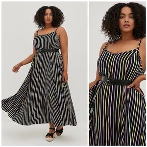 NWT Torrid Sz. 2 Trapeze Maxi Dress- Challis Multi Stripe